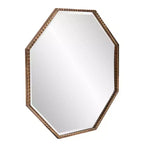Miroir mural octogonal 28", cadre en fer doré antique, prêt à être accroché
