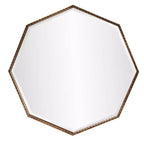 Miroir mural octogonal 28", cadre en fer doré antique, prêt à être accroché