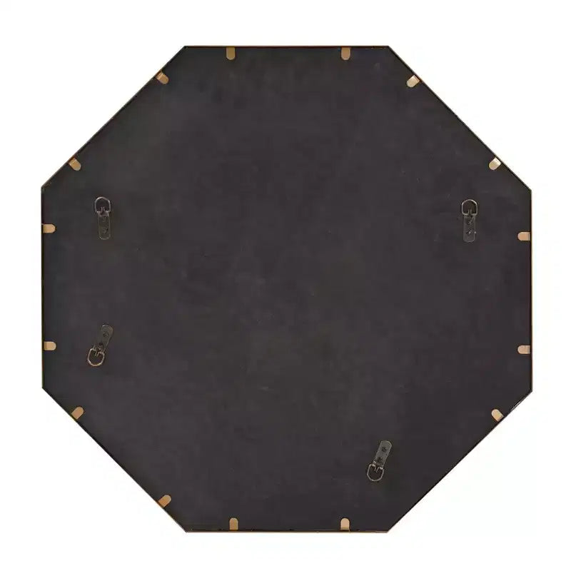Miroir mural et d'appoint octogonal Bastian 28 po, cadre en fer or antique, prêt à être suspendu