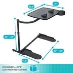 Tablette et bureau pour ordinateur portable pivotant réglable pour télévision, avec porte-gobelet et cales pour ordinateur portable, TP, noir