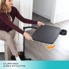 Tablette et bureau pour ordinateur portable pivotant réglable pour télévision, avec porte-gobelet et cales pour ordinateur portable, TP, noir