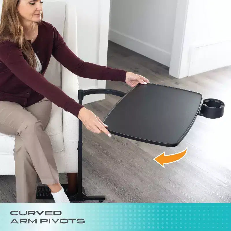 Wonder Tray Plateau TV et bureau pour ordinateur portable réglable et pivotant avec porte-gobelet et cales pour ordinateur portable, XL, Noir