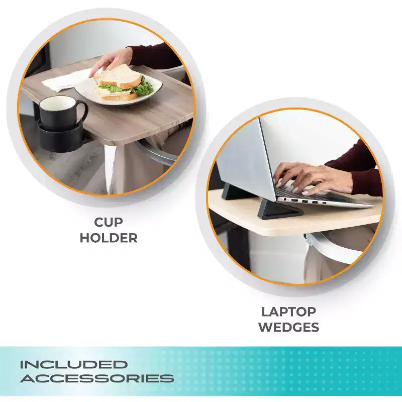 Wonder Tray Plateau TV et bureau pour ordinateur portable réglable et pivotant avec porte-gobelet et cales pour ordinateur portable, XL, Noir