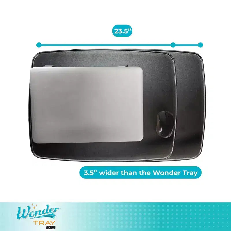Wonder Tray Plateau TV et bureau pour ordinateur portable réglable et pivotant avec porte-gobelet et cales pour ordinateur portable, XL, Noir