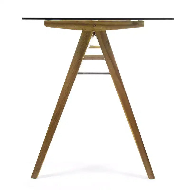 Bureau Aviary Mid-Century Modern en verre et bois d'acacia, naturel/vert