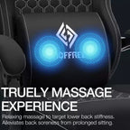 Fauteuil de Gamer de Massage en Tissu Respirant, Chaise de Bureau Ergonomique pour PC avec Repose-pieds et Support Lombaire Réglable