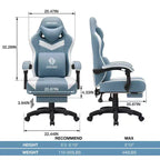 Fauteuil de Gamer de Massage en Tissu Respirant, Chaise de Bureau Ergonomique pour PC avec Repose-pieds et Support Lombaire Réglable