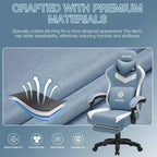 Fauteuil de Gamer de Massage en Tissu Respirant, Chaise de Bureau Ergonomique pour PC avec Repose-pieds et Support Lombaire Réglable