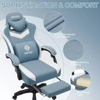 Fauteuil de Gamer de Massage en Tissu Respirant, Chaise de Bureau Ergonomique pour PC avec Repose-pieds et Support Lombaire Réglable