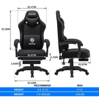 Fauteuil de Gamer de Massage en Tissu Respirant, Chaise de Bureau Ergonomique pour PC avec Repose-pieds et Support Lombaire Réglable