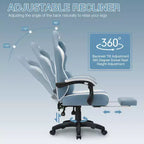 Fauteuil de Gamer de Massage en Tissu Respirant, Chaise de Bureau Ergonomique pour PC avec Repose-pieds et Support Lombaire Réglable