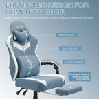 Fauteuil de Gamer de Massage en Tissu Respirant, Chaise de Bureau Ergonomique pour PC avec Repose-pieds et Support Lombaire Réglable