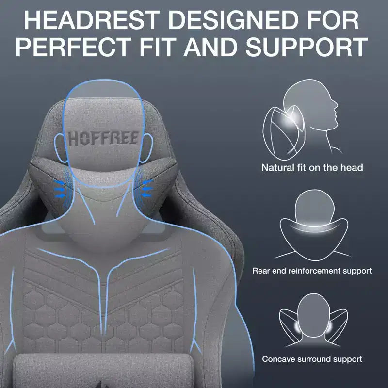 Fauteuil de Gamer de Massage en Tissu Respirant, Chaise de Bureau Ergonomique pour PC avec Repose-pieds et Support Lombaire Réglable