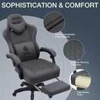 Fauteuil de Gamer de Massage en Tissu Respirant, Chaise de Bureau Ergonomique pour PC avec Repose-pieds et Support Lombaire Réglable