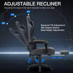 Fauteuil de Gamer de Massage en Tissu Respirant, Chaise de Bureau Ergonomique pour PC avec Repose-pieds et Support Lombaire Réglable