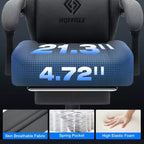 Fauteuil de Gamer de Massage en Tissu Respirant, Chaise de Bureau Ergonomique pour PC avec Repose-pieds et Support Lombaire Réglable