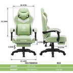 Fauteuil de Gamer de Massage en Tissu Respirant, Chaise de Bureau Ergonomique pour PC avec Repose-pieds et Support Lombaire Réglable