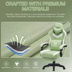 Fauteuil de Gamer de Massage en Tissu Respirant, Chaise de Bureau Ergonomique pour PC avec Repose-pieds et Support Lombaire Réglable