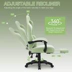 Fauteuil de Gamer de Massage en Tissu Respirant, Chaise de Bureau Ergonomique pour PC avec Repose-pieds et Support Lombaire Réglable