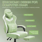 Fauteuil de Gamer de Massage en Tissu Respirant, Chaise de Bureau Ergonomique pour PC avec Repose-pieds et Support Lombaire Réglable