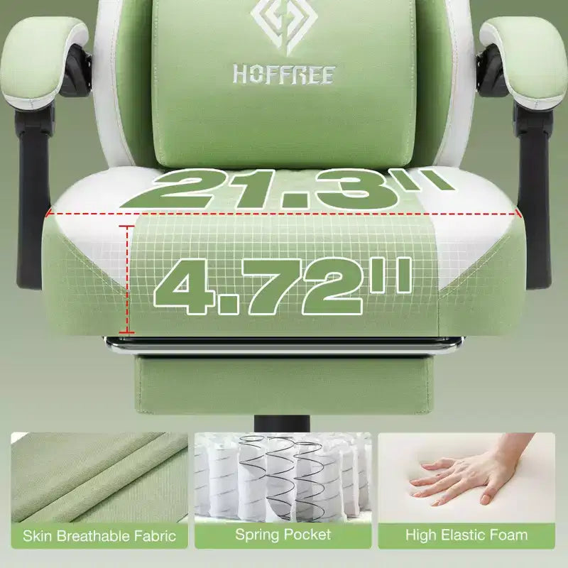 Fauteuil de Gamer de Massage en Tissu Respirant, Chaise de Bureau Ergonomique pour PC avec Repose-pieds et Support Lombaire Réglable