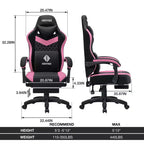 Fauteuil de Gamer de Massage en Tissu Respirant, Chaise de Bureau Ergonomique pour PC avec Repose-pieds et Support Lombaire Réglable