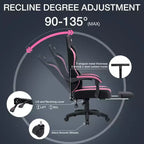 Fauteuil de Gamer de Massage en Tissu Respirant, Chaise de Bureau Ergonomique pour PC avec Repose-pieds et Support Lombaire Réglable