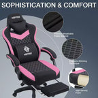 Fauteuil de Gamer de Massage en Tissu Respirant, Chaise de Bureau Ergonomique pour PC avec Repose-pieds et Support Lombaire Réglable