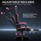 Fauteuil de Gamer de Massage en Tissu Respirant, Chaise de Bureau Ergonomique pour PC avec Repose-pieds et Support Lombaire Réglable