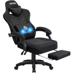 Fauteuil de Gamer de Massage en Tissu Respirant, Chaise de Bureau Ergonomique pour PC avec Repose-pieds et Support Lombaire Réglable
