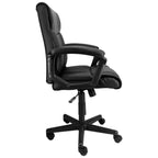 Fauteuil de bureau réglable en similicuir noir, dossier mi-hauteur