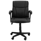 Fauteuil de bureau réglable en similicuir noir, dossier mi-hauteur