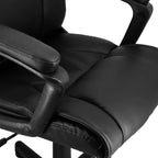 Fauteuil de bureau réglable en similicuir noir, dossier mi-hauteur