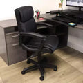 Fauteuil de bureau réglable en similicuir noir, dossier mi-hauteur