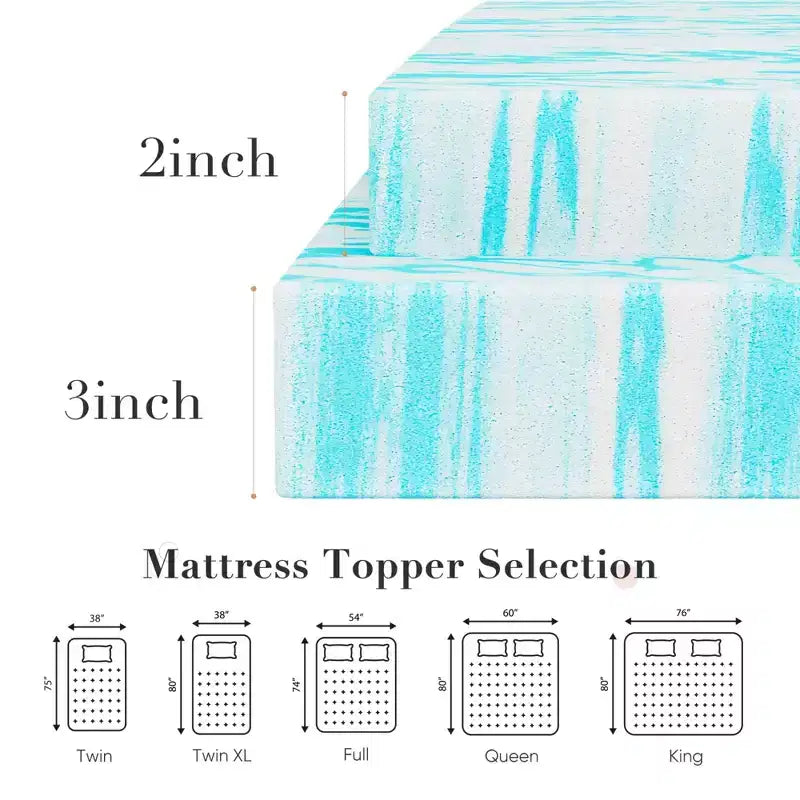 Matelas en mousse à mémoire de forme bleu souple de 3 pouces, taille double. Faites l'expérience du confort ultime avec notre solution de sommeil premium.