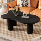 Easy Assembly Cloud Coffee Table with 1.5'' Thick Tabletop, Cream Style Irregular End Table with 3 Sturdy Legs