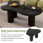 Table basse nuage à assemblage facile avec plateau de 3,8 cm d'épaisseur, table d'appoint irrégulière de style crème avec 3 pieds robustes