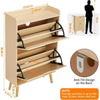 Étagère à chaussures/Meuble de rangement - Rangement à chaussures dissimulé avec 2 tiroirs basculants en rotin et conception anti-basculement, capacité de 12 à 15 paires