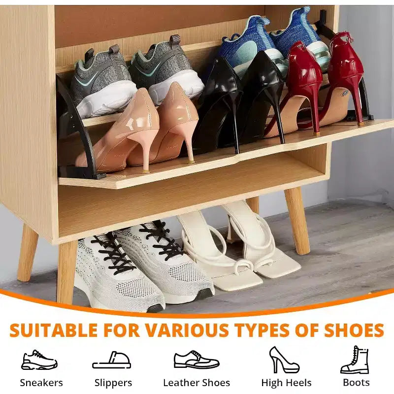 Étagère à chaussures/Meuble de rangement - Rangement à chaussures dissimulé avec 2 tiroirs basculants en rotin et conception anti-basculement, capacité de 12 à 15 paires