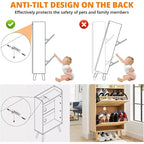 Étagère à chaussures/Meuble de rangement - Rangement à chaussures dissimulé avec 2 tiroirs basculants en rotin et conception anti-basculement, capacité de 12 à 15 paires