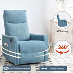 Fauteuil inclinable manuel massant et chauffant en tissu avec fonctions pivotante et basculante pour salon