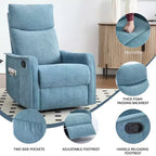 Fauteuil inclinable manuel massant et chauffant en tissu avec fonctions pivotante et basculante pour salon