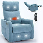 Fauteuil inclinable manuel massant et chauffant en tissu avec fonctions pivotante et basculante pour salon
