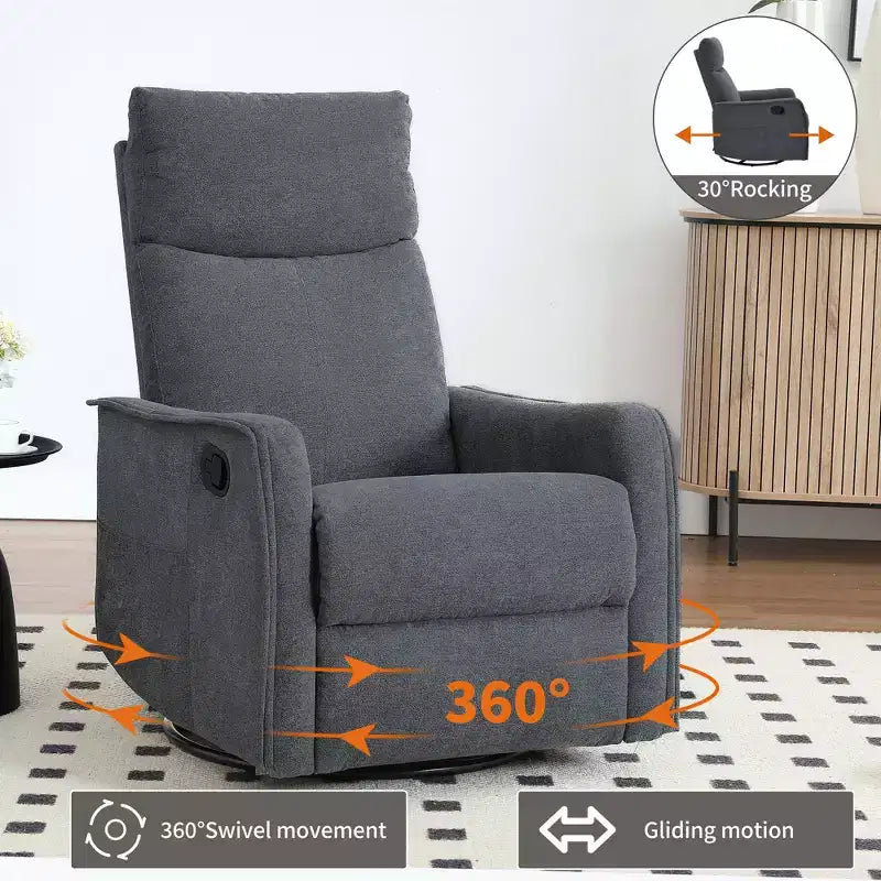 Fauteuil inclinable manuel massant et chauffant en tissu avec fonctions pivotante et basculante pour salon