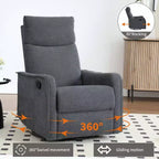 Fauteuil inclinable manuel massant et chauffant en tissu avec fonctions pivotante et basculante pour salon