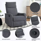 Fauteuil inclinable manuel massant et chauffant en tissu avec fonctions pivotante et basculante pour salon