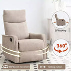 Fauteuil inclinable manuel massant et chauffant en tissu avec fonctions pivotante et basculante pour salon