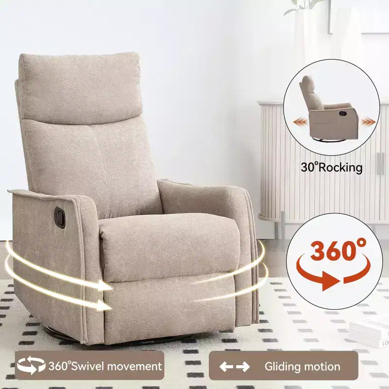 Fauteuil inclinable manuel massant et chauffant en tissu avec fonctions pivotante et basculante pour salon