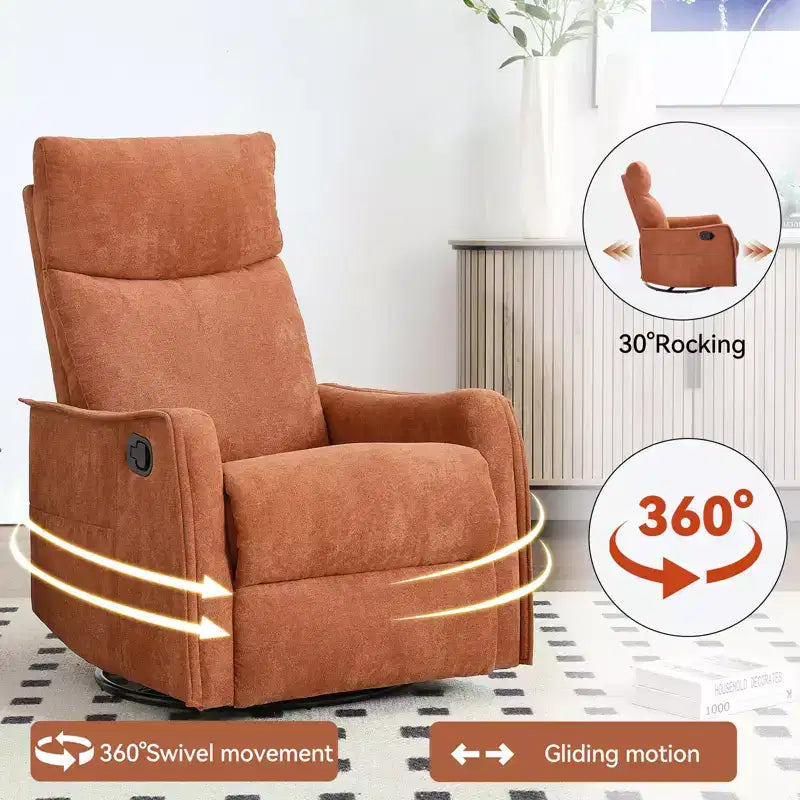 Fauteuil inclinable manuel massant et chauffant en tissu avec fonctions pivotante et basculante pour salon