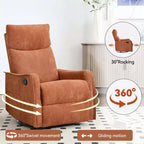 Fauteuil inclinable manuel massant et chauffant en tissu avec fonctions pivotante et basculante pour salon
